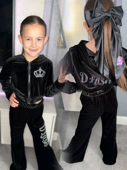 Rhinestone Velvet Tracksuit